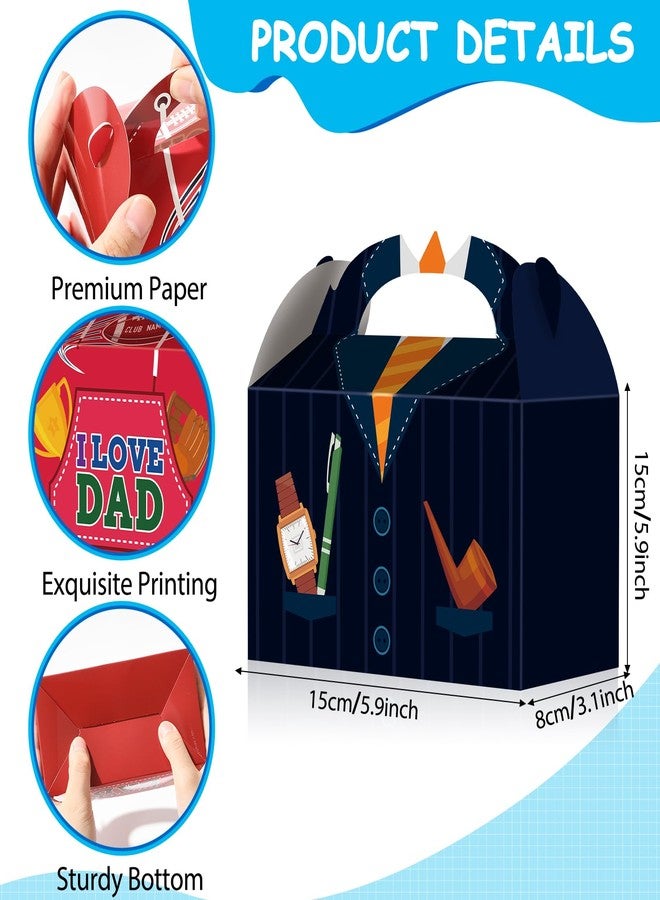 QOUBAI 48pcs Father's Day Gift Boxes Best Dad Paper Treat Boxes Happy Father’s Day Party Favors Box with Handle Decorations I Love Dad Candy Goodie Bags Party Supplies for Men Papa Grandpa(6 Styles) - Image 3